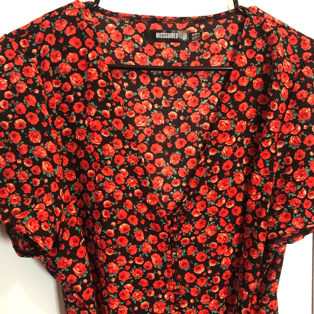 Red Floral Midi Dress